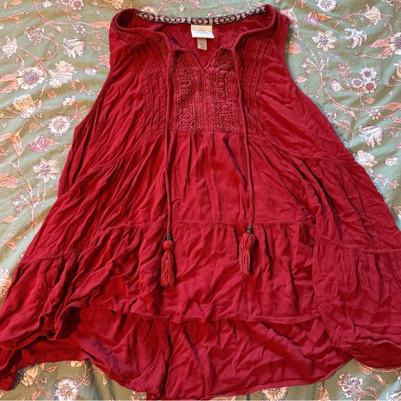 Knox Rose Tops - Knox Rose Burgundy Flowy Bohemian Top